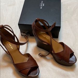 Coach Brown Wedges Sz 9 M